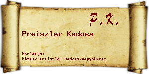 Preiszler Kadosa névjegykártya